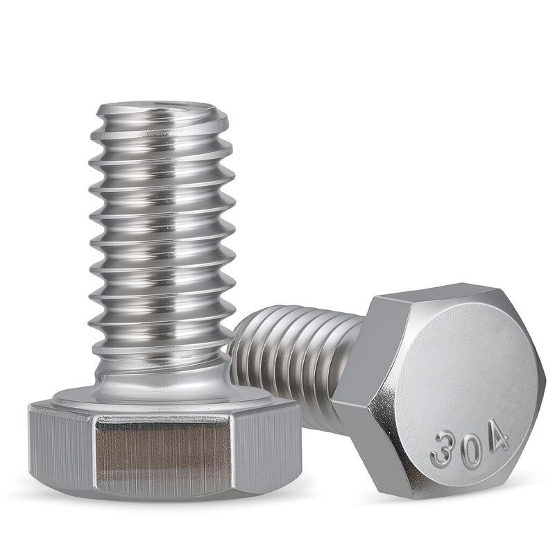Krysay 60Pcs 1/4-20 x 5/8" Hex Head Screw Bolt,304 Stainless Steel 18-8,External Hex Drive,Fully Threaded. - Image 1